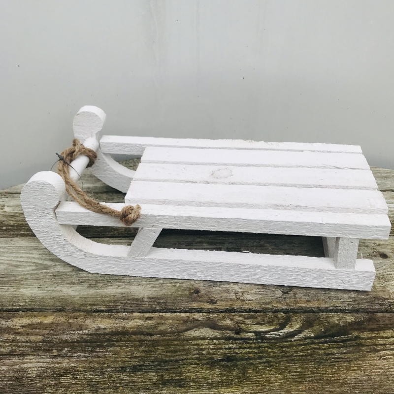 Dekoračné sánky drevené biele