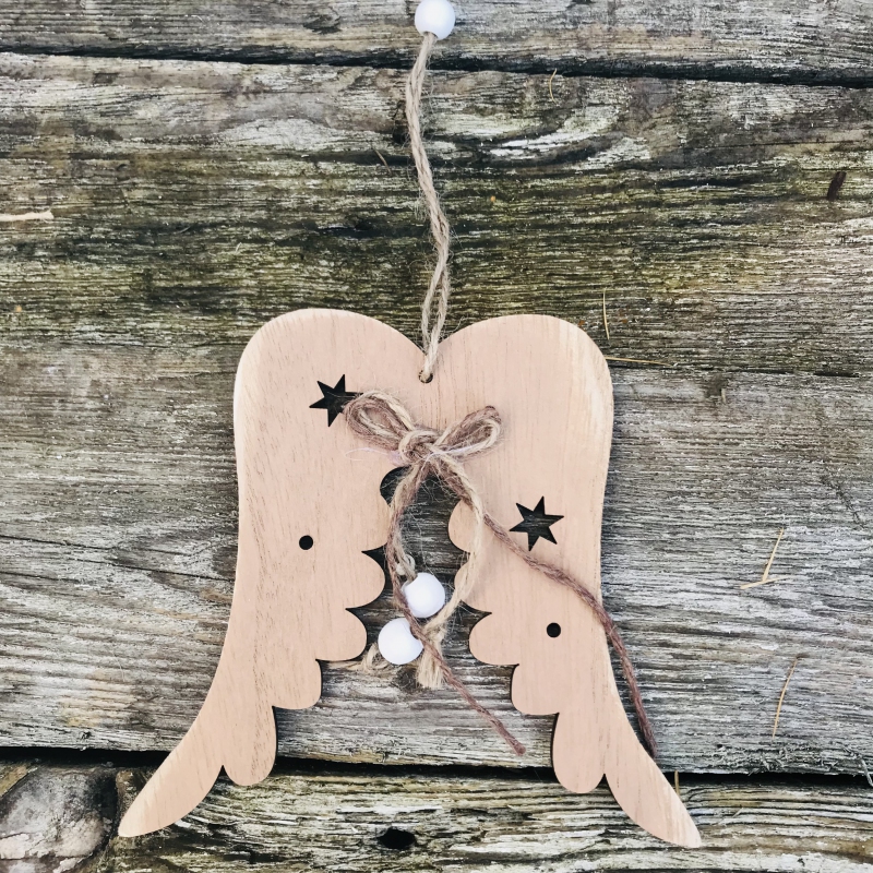 Krídla drevené dekoračné na zavesenie hnedé