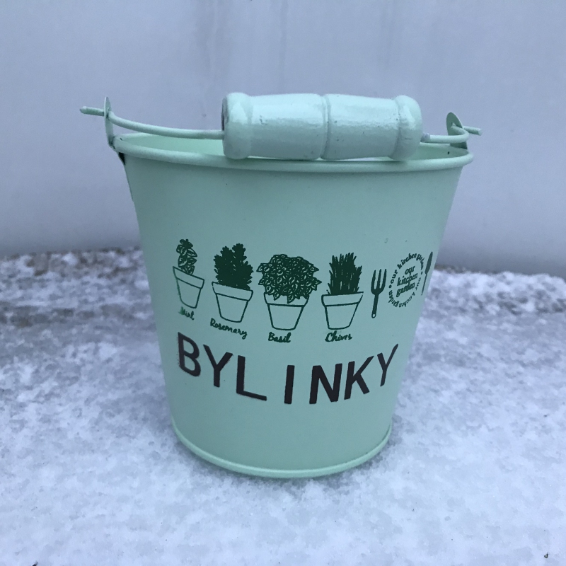 Obal  kovový zelený bylinky