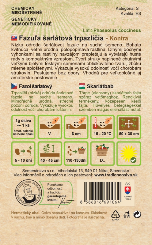 Semenárstvo Fazuľa šarlátová – trpazlíčia ´Kontra´