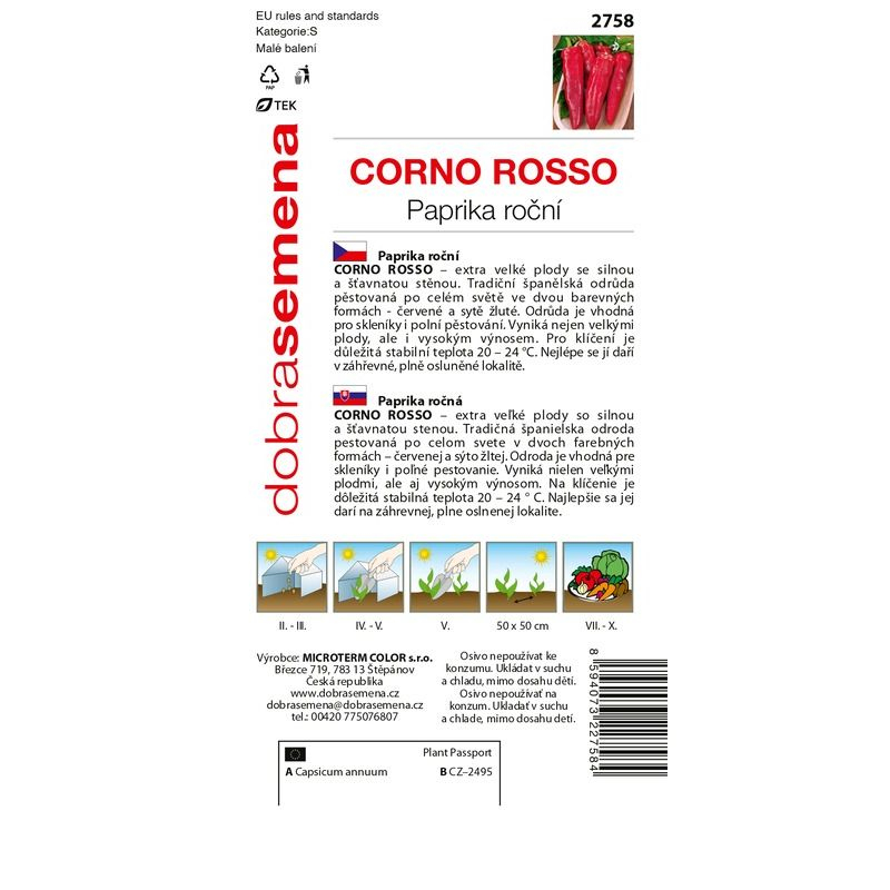 Dobrá semena Paprika ročná ´Corno Rosso´