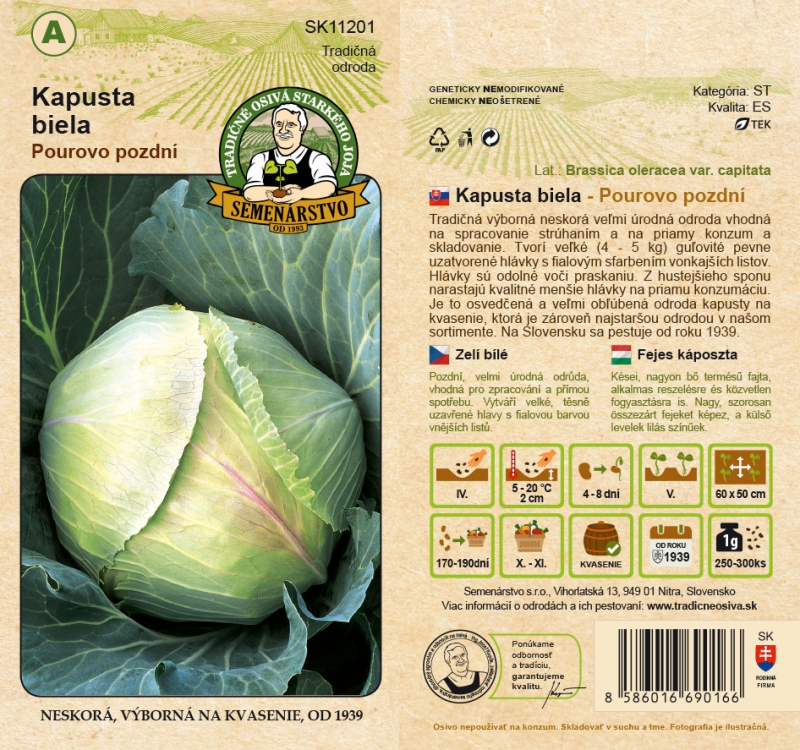 Semenárstvo Kapusta biela ´Pourovo pozdní´