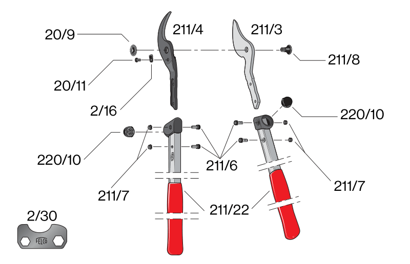 FELCO 211 - 40 Obojručné nožnice na konáre