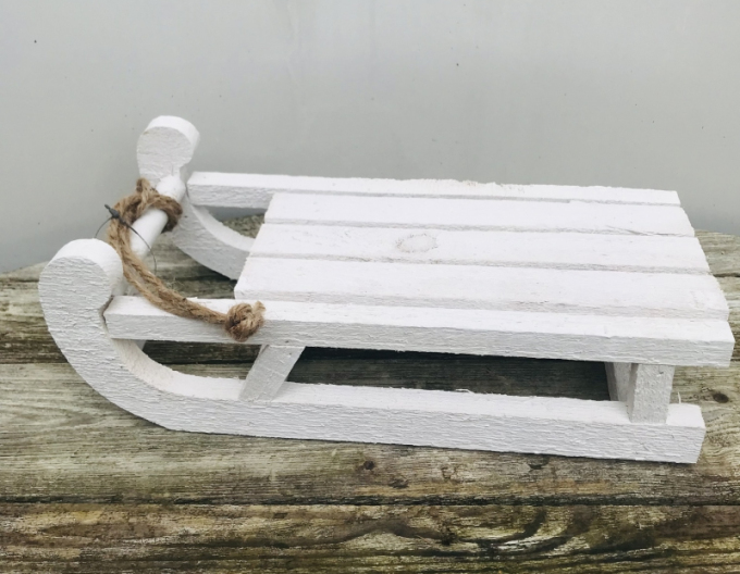 Dekoračné sánky drevené biele