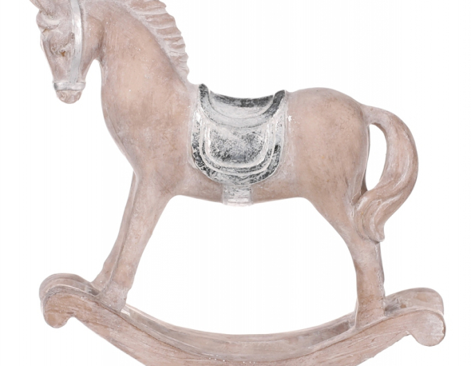 Koník dekoračný hojdací so strieborným sedlom