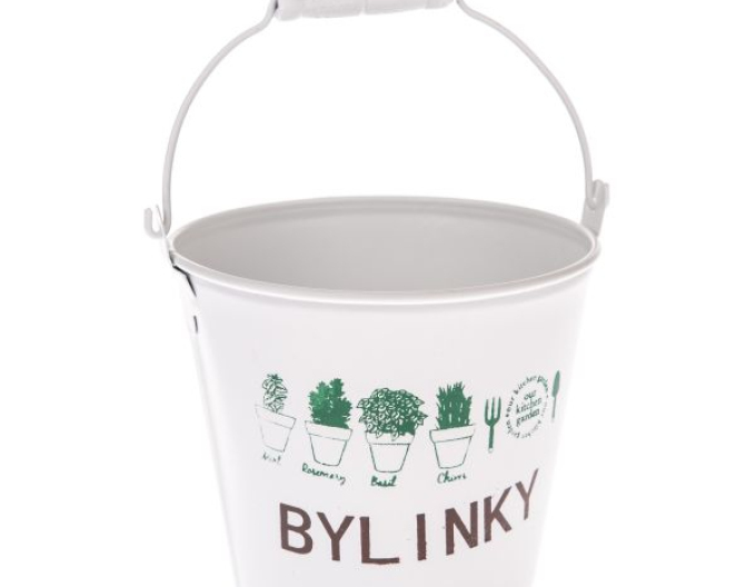 Obal  kovový biely bylinky