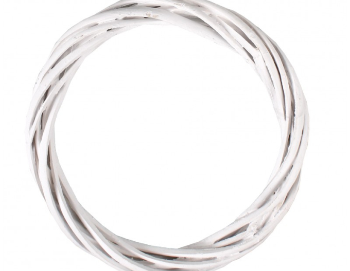 Prútený veniec biely 15cm