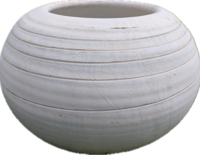 Kvetináč hlinený biely ´Guľa S´