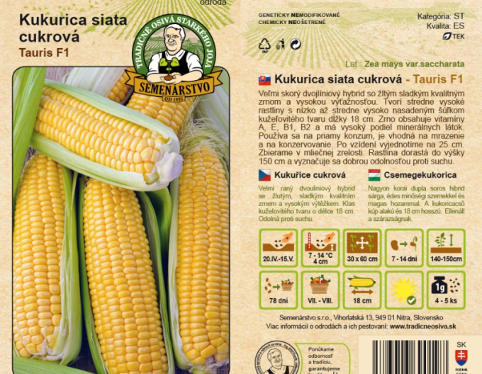 Semenárstvo Kukurica siata cukrová ´Tauris F1´